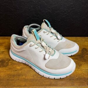 ANODYNE No 23 Women's 9W White‎ Teal Comfort Slip On Athletic Shoes